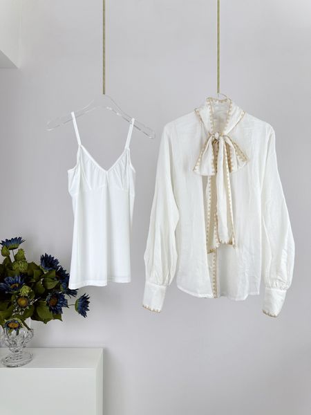 women's blouses & shirts 2023 spring/summer new originating from tama tama series lace up collar women's shirt, White
women's blouses & shirts 2023 spring/summer new originating from tama tama series lace up collar women's shirt, White