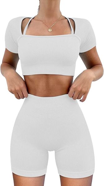 womens yoga workout sets 2 piece - seamless ribbed gym outfits short sleeve crop and biker shorts matching yoga clothes
womens yoga workout sets 2 piece - seamless ribbed gym outfits short sleeve crop and biker shorts matching yoga clothes