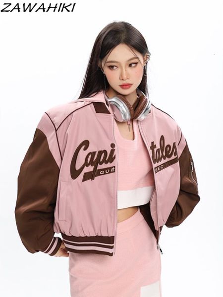 women's jackets american vintage contrast color jacket vintage letter embroidered jacket 90s fashion hip hop street clothing cut jacket, Black;brown
women's jackets american vintage contrast color jacket vintage letter embroidered jacket 90s fashion hip hop street clothing cut jacket, Black;brown