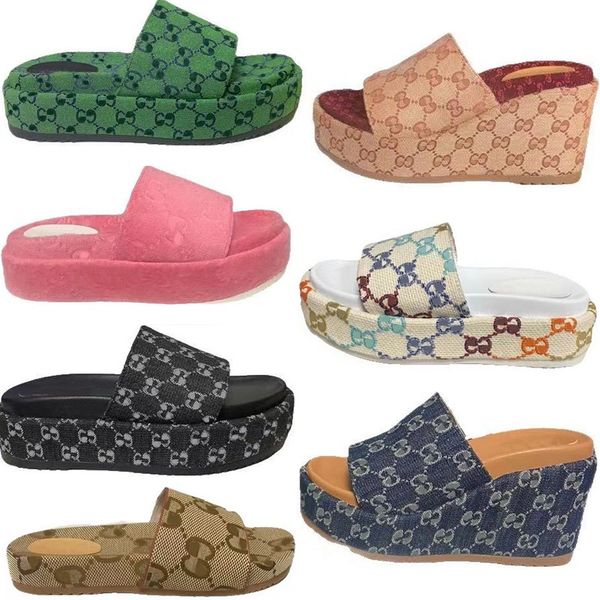 2023 slipper womens fashion embroidered canvas designer slides slip on slippers girls 60mm canvas covered platform sandals and dust bags big, Black
2023 slipper womens fashion embroidered canvas designer slides slip on slippers girls 60mm canvas covered platform sandals and dust bags big, Black