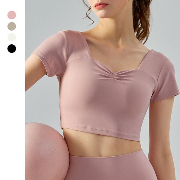 ll women's yoga sports short sleeve tee crop with pads t-shirt crew neck cross fitness sportwear solid color gym wear adst519
ll women's yoga sports short sleeve tee crop with pads t-shirt crew neck cross fitness sportwear solid color gym wear adst519