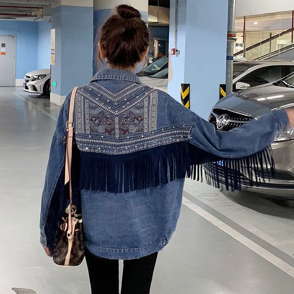 women's jackets blue jean for women long sleeve embroidered tassel denim korean fashion bf loose harajuku streetwear clothes 230424, Black;brown
women's jackets blue jean for women long sleeve embroidered tassel denim korean fashion bf loose harajuku streetwear clothes 230424, Black;brown