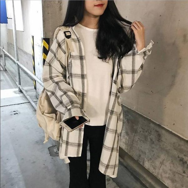 women's blouses shirts blouse classic long plaid vintage simple student korean style womens allmatch casual soft harajuku fashion daily, White
women's blouses shirts blouse classic long plaid vintage simple student korean style womens allmatch casual soft harajuku fashion daily, White