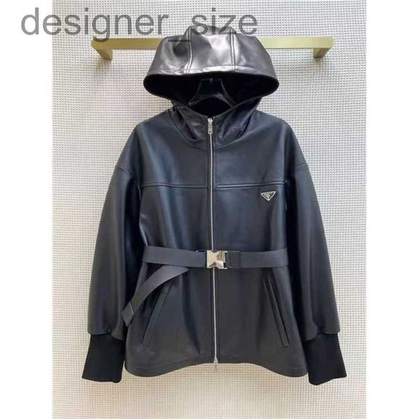 women's leather & faux leather designer 23 autumn/winter new product hooded pu leather jacket coat with hardware belt loose men's, Black
women's leather & faux leather designer 23 autumn/winter new product hooded pu leather jacket coat with hardware belt loose men's, Black