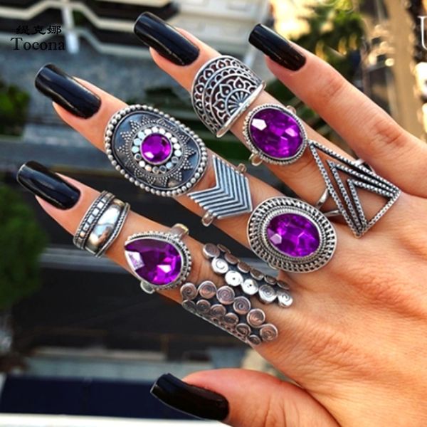 cluster rings tocona 9pcssets purple vintage silver color rings for women flowers geometry bohemian jewelry wedding 8261 230424, Golden;silver
cluster rings tocona 9pcssets purple vintage silver color rings for women flowers geometry bohemian jewelry wedding 8261 230424, Golden;silver