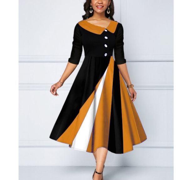 casual dresses large big elegant women mid-calf dress half sleeve patchwork buttons dresses spring vintage a-line dress oversize vestidos 23, Black;gray
casual dresses large big elegant women mid-calf dress half sleeve patchwork buttons dresses spring vintage a-line dress oversize vestidos 23, Black;gray