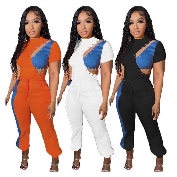 women clothing designer tracksuit personalization suits 2023 new fashion casual solid color combination denim two piece set pants, White
women clothing designer tracksuit personalization suits 2023 new fashion casual solid color combination denim two piece set pants, White