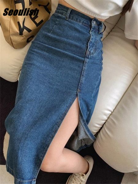 skirts seoulish women's midi denim skirts spring summer side split high wasit jeans skirt straight female a-line pencil skirt 230425, Black
skirts seoulish women's midi denim skirts spring summer side split high wasit jeans skirt straight female a-line pencil skirt 230425, Black