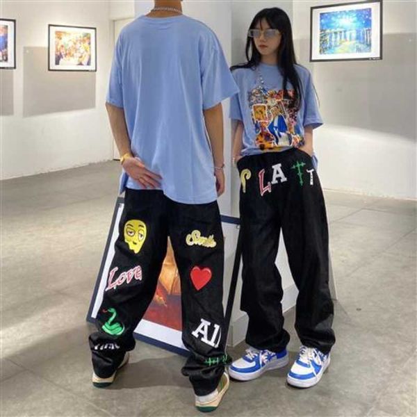 men's jeans face letter multiprint jeans trendy brand men and women ins hiphop trendy brand retro loose straight wideleg pants ins j230, Blue
men's jeans face letter multiprint jeans trendy brand men and women ins hiphop trendy brand retro loose straight wideleg pants ins j230, Blue