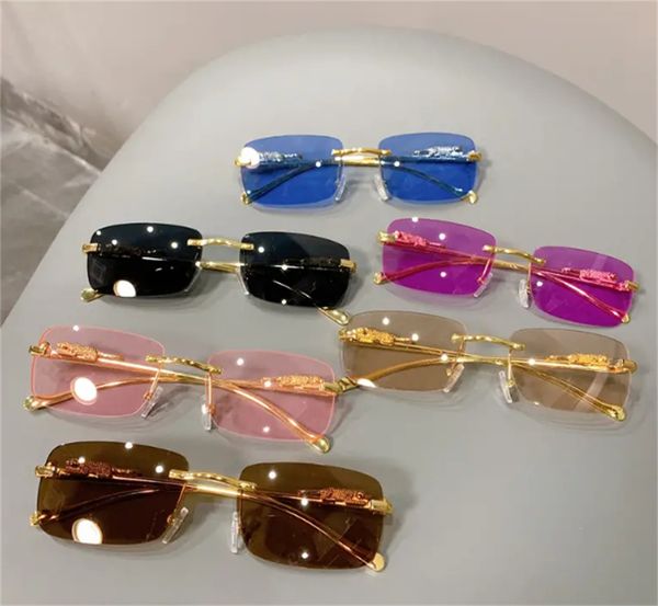 luxury leopard-framed vintage sunglasses - rimless cut edge women's designer shades with uv400 protection, White;black
luxury leopard-framed vintage sunglasses - rimless cut edge women's designer shades with uv400 protection, White;black