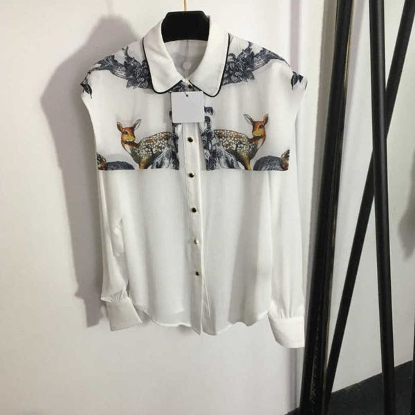 23ss women shirt womens designer clothing high neck blouse sika deer print shawl lapel long sleeve shirt women clothes a1, White
23ss women shirt womens designer clothing high neck blouse sika deer print shawl lapel long sleeve shirt women clothes a1, White