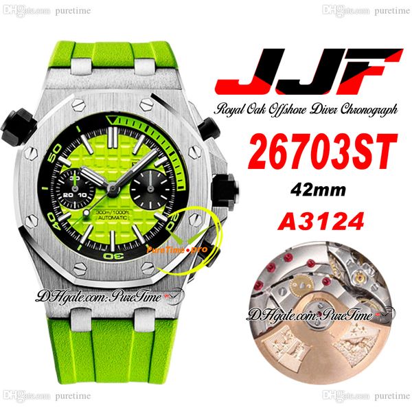 jjf 2670 a3124 automatic chronograph mens watch 42mm black inner green textured stick dial rubber strap super edition reloj hombre montre ho, Slivery;brown
jjf 2670 a3124 automatic chronograph mens watch 42mm black inner green textured stick dial rubber strap super edition reloj hombre montre ho, Slivery;brown