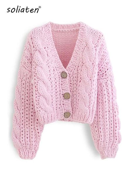 sweaters handmade chunky knit women 2022 fashion cropped knitted cardigan sweater vintage long sleeve female outwear chic c159, White;black
sweaters handmade chunky knit women 2022 fashion cropped knitted cardigan sweater vintage long sleeve female outwear chic c159, White;black