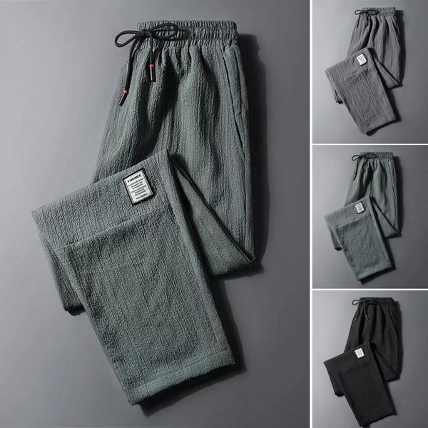 men's pants men trousers jogging casual sweatpants ice silk elastic waist drawstring summer mid waist pockets baggy track straight pant, Black
men's pants men trousers jogging casual sweatpants ice silk elastic waist drawstring summer mid waist pockets baggy track straight pant, Black
