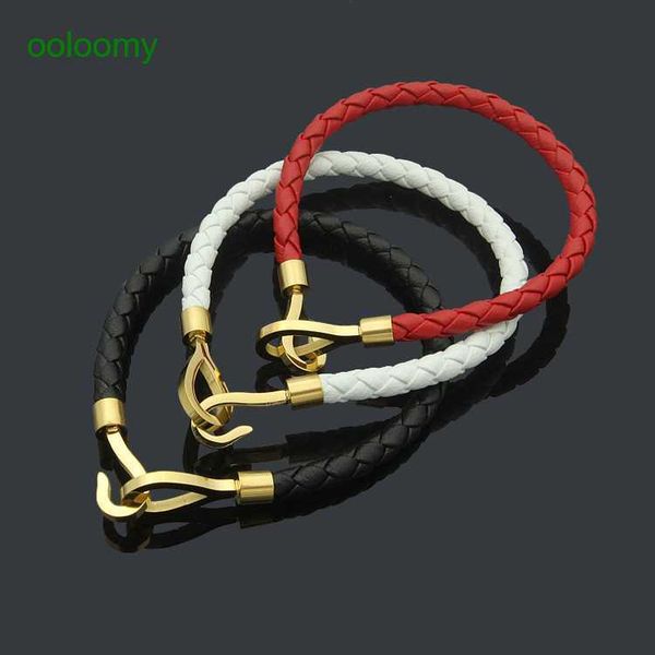hemres designer bracelet titanium steel jewelry hook buckle black and white red woven leather rope bracelet couple versatile
hemres designer bracelet titanium steel jewelry hook buckle black and white red woven leather rope bracelet couple versatile