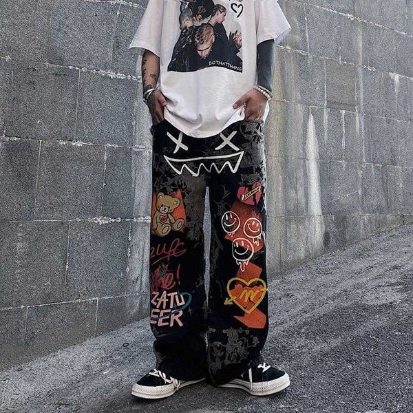 men's jeans spring and summer new high street graffiti dad jeans men and women loose high waist show thin wide leg straight trousers je, Blue
men's jeans spring and summer new high street graffiti dad jeans men and women loose high waist show thin wide leg straight trousers je, Blue