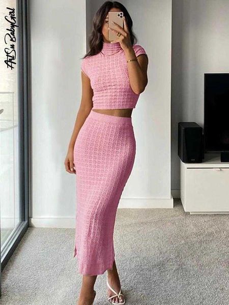 two piece dress knitted dress set short sleeve crop high waist long skirt suit pink matching sets women outfit streetwear chic two piece set, White
two piece dress knitted dress set short sleeve crop high waist long skirt suit pink matching sets women outfit streetwear chic two piece set, White