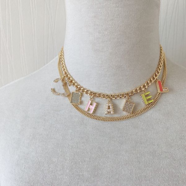 luxury brand designer pendants necklaces double layer pearl crystal 18k gold plated stainless steel letter choker pendant necklace chain jew, Silver
luxury brand designer pendants necklaces double layer pearl crystal 18k gold plated stainless steel letter choker pendant necklace chain jew, Silver