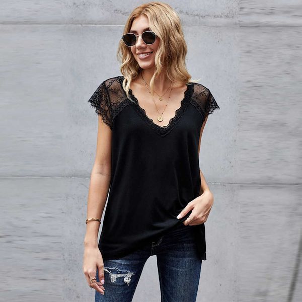 knitted shiying lace tank women's 2023 new european v-neck short sleeve loose t-shirt, White
knitted shiying lace tank women's 2023 new european v-neck short sleeve loose t-shirt, White