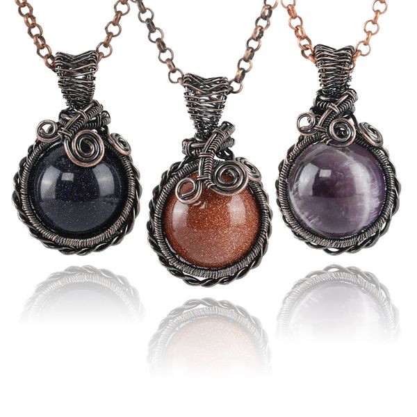 hand-woven round bead creative diy bronze retro pendant jewelry copper wire wrapping natural stone crystal charm handmade pendant necklace, Silver
hand-woven round bead creative diy bronze retro pendant jewelry copper wire wrapping natural stone crystal charm handmade pendant necklace, Silver
