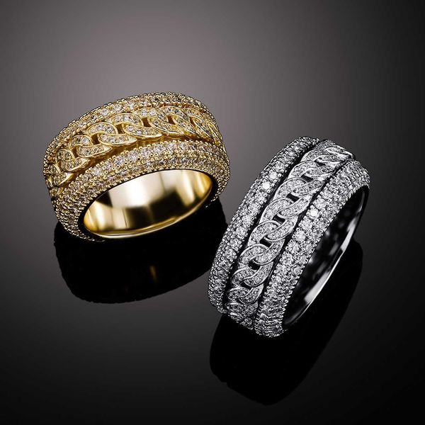 hip hop 3 row full zircon rotatable cuban ring band mens hip hop copper prong set cz zirconium fashion exquisite finger rings miami rapper j, Silver
hip hop 3 row full zircon rotatable cuban ring band mens hip hop copper prong set cz zirconium fashion exquisite finger rings miami rapper j, Silver