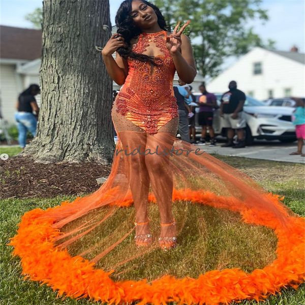 luxury black girl feather prom dress orange mermaid beaded plus size evening dress open back sleeveless birthday party wear 2023 formal occa
luxury black girl feather prom dress orange mermaid beaded plus size evening dress open back sleeveless birthday party wear 2023 formal occa