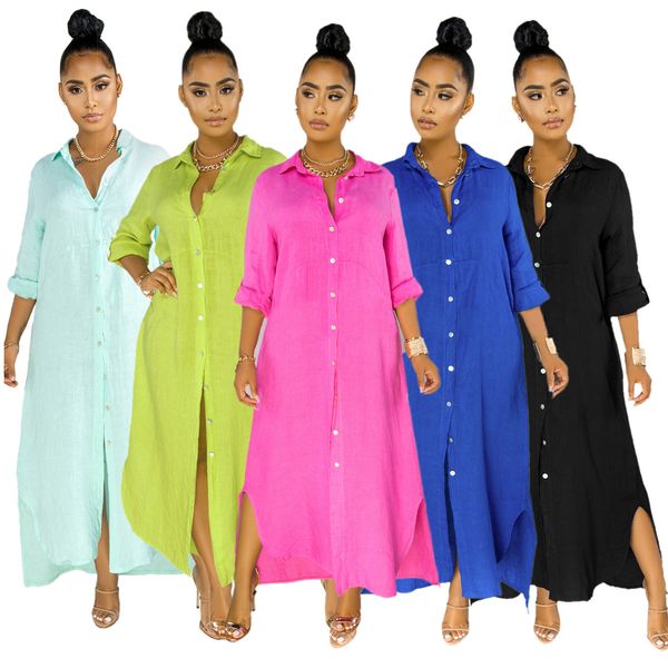 women lapel long sleeve shirts dress office ladies solid button up tunic robe long shirt dresses spring fall casual female vestidos hisimple, Black;gray
women lapel long sleeve shirts dress office ladies solid button up tunic robe long shirt dresses spring fall casual female vestidos hisimple, Black;gray