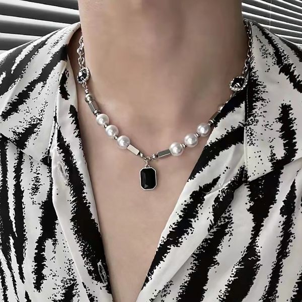 pendant necklaces hiphop black rhinestones pearl men steel mens jewellery man necklac 230424, Silver
pendant necklaces hiphop black rhinestones pearl men steel mens jewellery man necklac 230424, Silver
