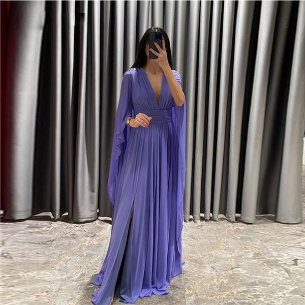 lavender evening dress with cape a line high slit v neck formal gown ruched sweep train chiffon mother's special occasion dresses, Black;red
lavender evening dress with cape a line high slit v neck formal gown ruched sweep train chiffon mother's special occasion dresses, Black;red