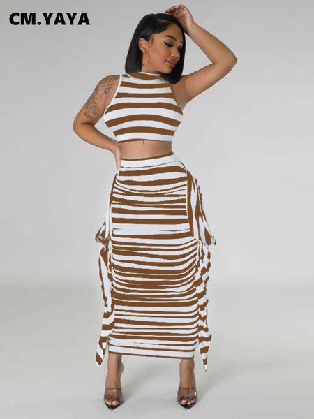 two piece dress cmyaya striped printed women two 2 piece set outfits sleeveless tank and ruffles midi maxi long skirt suit 2023 dress set j2, White
two piece dress cmyaya striped printed women two 2 piece set outfits sleeveless tank and ruffles midi maxi long skirt suit 2023 dress set j2, White