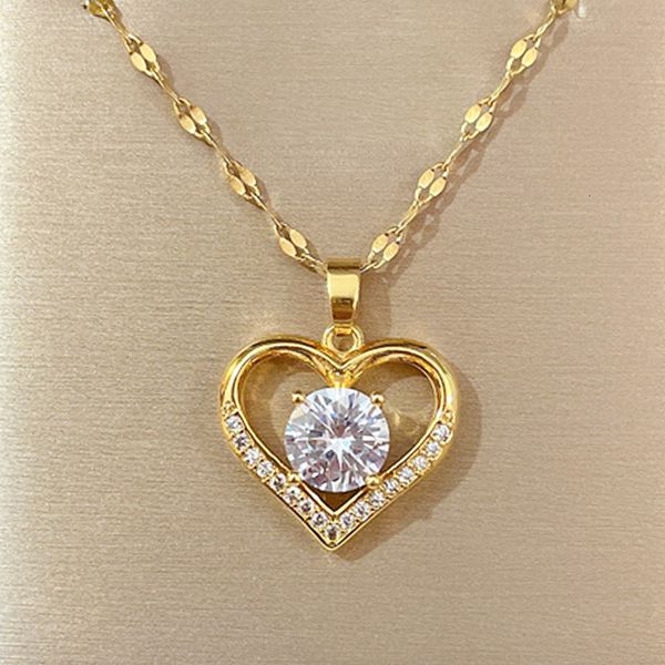pendant necklaces artificial gems heart for women golden not fade color stainless steel neck chain girl female jewelry 230424, Silver
pendant necklaces artificial gems heart for women golden not fade color stainless steel neck chain girl female jewelry 230424, Silver