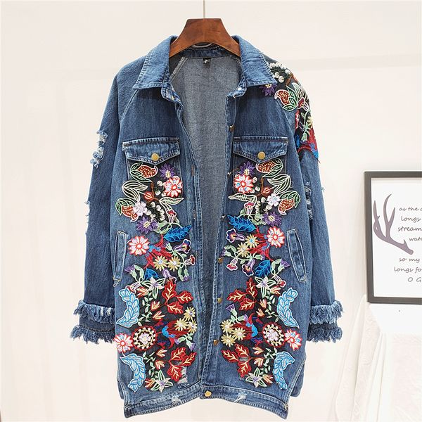 women's jackets harajuku heavy duty work flower embryo hole denim jacket women's street clothing autumn medium length loose casual, Black;brown
women's jackets harajuku heavy duty work flower embryo hole denim jacket women's street clothing autumn medium length loose casual, Black;brown