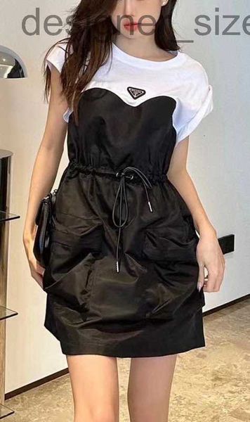 casual dresses designer 23 early spring new design feel contrast color panel round neck sleeveless drawstring waist wrap up slim dress wzlx, Black;gray 
casual dresses designer 23 early spring new design feel contrast color panel round neck sleeveless drawstring waist wrap up slim dress wzlx, Black;gray