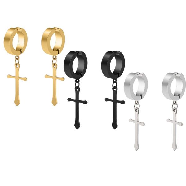 men stainless steel corss dangle earring black gold silver single chandelier earring hip hop clip on ear christian jewelry wholesale
men stainless steel corss dangle earring black gold silver single chandelier earring hip hop clip on ear christian jewelry wholesale