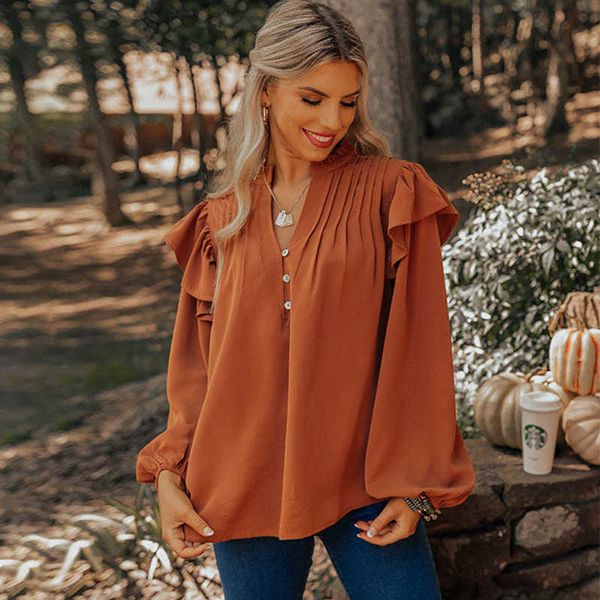 new shirt shiying women's long sleeve v neck pullover lantern loose fashion ruffle solid button women, White
new shirt shiying women's long sleeve v neck pullover lantern loose fashion ruffle solid button women, White