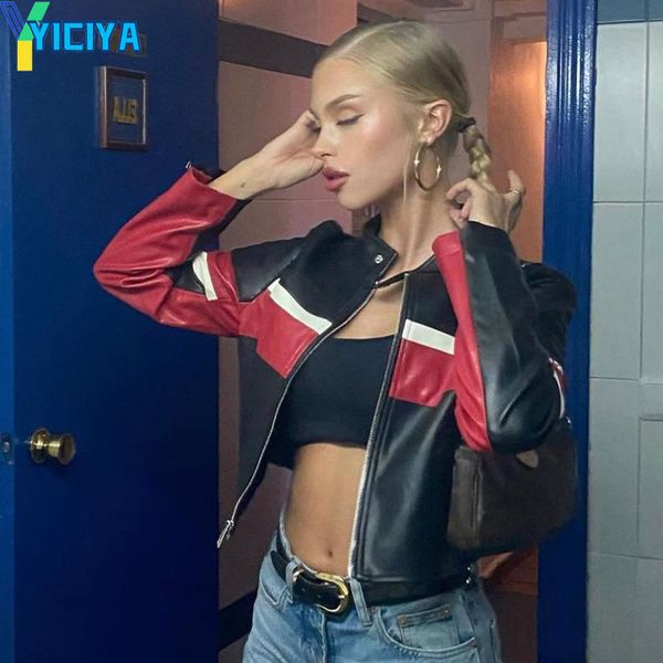 women's jackets yiciya moto biker racing pu jacket y2k contrasting color patchwork leather cut jacket spring zipper jacket cool girl 23, Black;brown
women's jackets yiciya moto biker racing pu jacket y2k contrasting color patchwork leather cut jacket spring zipper jacket cool girl 23, Black;brown