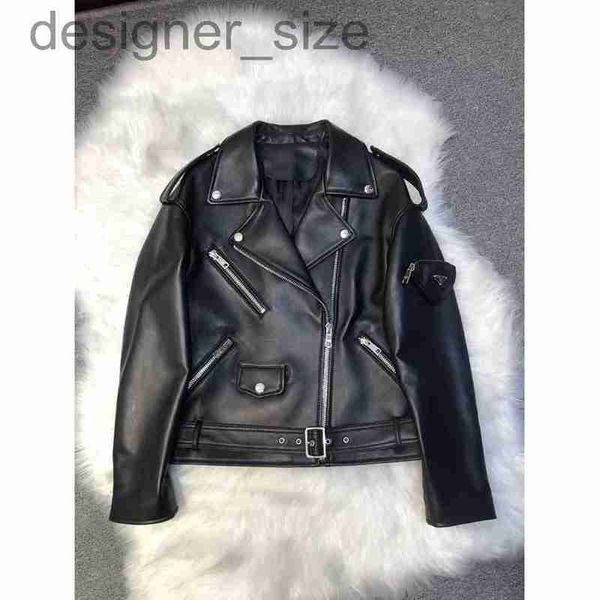 women's leather & faux leather designer autumn/winter 23 new hardware triangle brand jacket fashion slim fit oblique zipper motorcycle, Black
women's leather & faux leather designer autumn/winter 23 new hardware triangle brand jacket fashion slim fit oblique zipper motorcycle, Black
