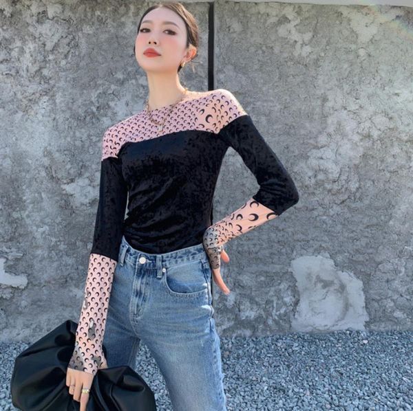 women t-shirt moon print slim ice silk bottoming shirt summer round neck long sleeve female fashion designer tees, White
women t-shirt moon print slim ice silk bottoming shirt summer round neck long sleeve female fashion designer tees, White