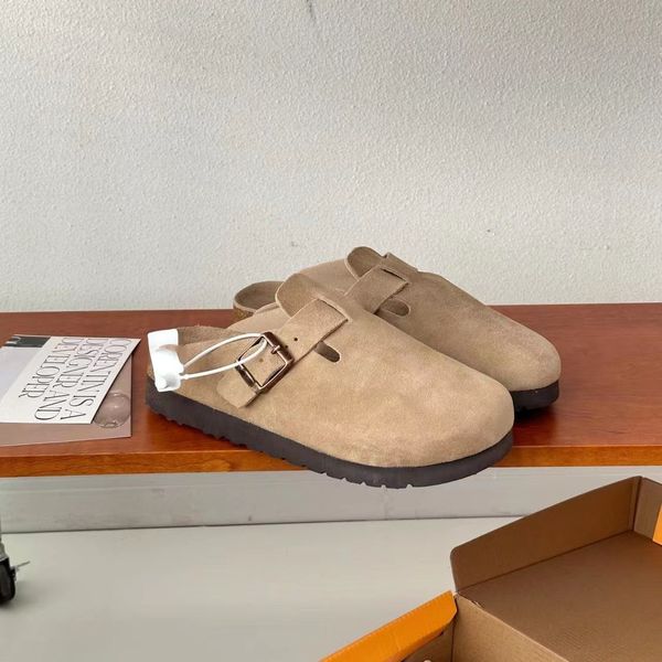 a pedal leather baotou half slippers op18 female outside to wear 2023 spring new frosted flat shoes, Black
a pedal leather baotou half slippers op18 female outside to wear 2023 spring new frosted flat shoes, Black