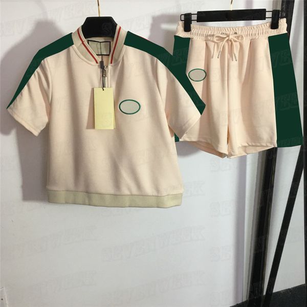 embroidered letter shorts women tracksuits half zip short sleeve pullover stripes casual short pants two piece, Gray
embroidered letter shorts women tracksuits half zip short sleeve pullover stripes casual short pants two piece, Gray