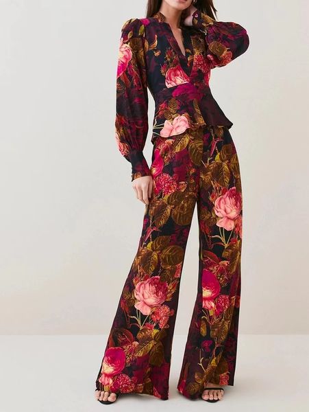 2023 fashion printed pants two piece lantern sleeve v-neck waist slim long sleeve set, White
2023 fashion printed pants two piece lantern sleeve v-neck waist slim long sleeve set, White
