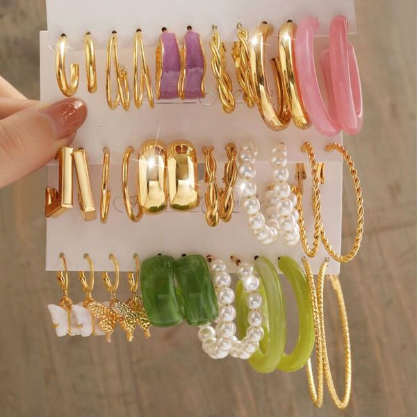 stud trendy colorful earrings set for women girls green resin pearl gold color metal circle dangle fashion 230424, Golden;silver
stud trendy colorful earrings set for women girls green resin pearl gold color metal circle dangle fashion 230424, Golden;silver