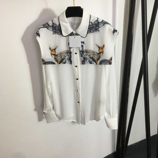 23ss women shirt womens designer clothing high neck blouse sika deer print shawl lapel long sleeve shirt women clothes, White
23ss women shirt womens designer clothing high neck blouse sika deer print shawl lapel long sleeve shirt women clothes, White