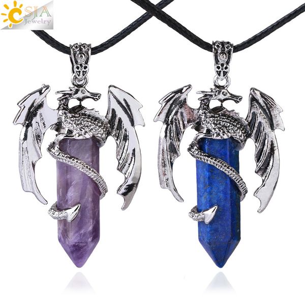 pendant necklaces csja animal dragon man necklace natural gem stone healing pink quartz hexagonal crystal vintage jewelry for women h012 230, Silver
pendant necklaces csja animal dragon man necklace natural gem stone healing pink quartz hexagonal crystal vintage jewelry for women h012 230, Silver