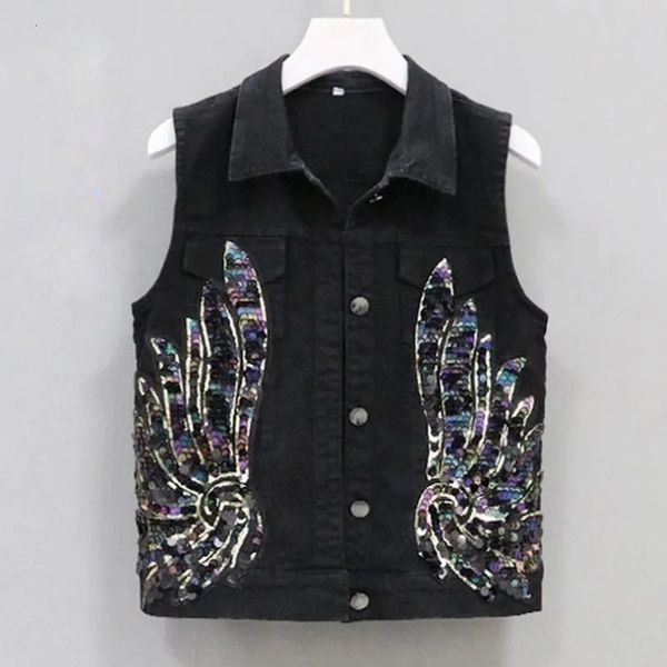 women's vests korean fashion denim vest female spring summer coats sequined sleeveless short jacket women jean waistcoat outerwear 2304, Black;white
women's vests korean fashion denim vest female spring summer coats sequined sleeveless short jacket women jean waistcoat outerwear 2304, Black;white