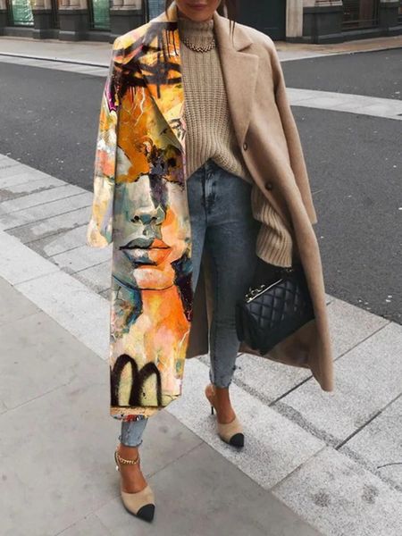 women's jackets casual polo collar long sleeve blended wool coat fashion portrait printed women's long coat winter elegant women&#, Black;brown
women's jackets casual polo collar long sleeve blended wool coat fashion portrait printed women's long coat winter elegant women&#, Black;brown