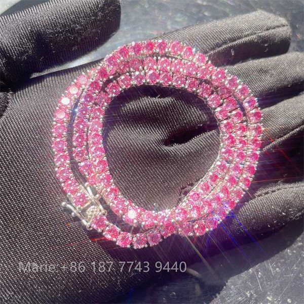 personality necklace s925 with 3mm pink moissanite necklace pink moissanite tennis chain gold plated nice jewelry, Silver
personality necklace s925 with 3mm pink moissanite necklace pink moissanite tennis chain gold plated nice jewelry, Silver