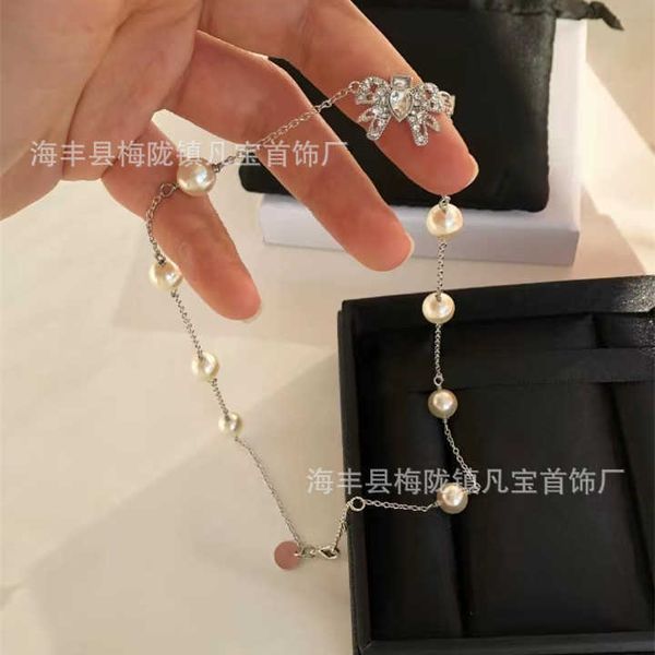 miao full of diamond pearl necklace women's french sweet bowknot tassel versatile neckchain traceless, Silver
miao full of diamond pearl necklace women's french sweet bowknot tassel versatile neckchain traceless, Silver