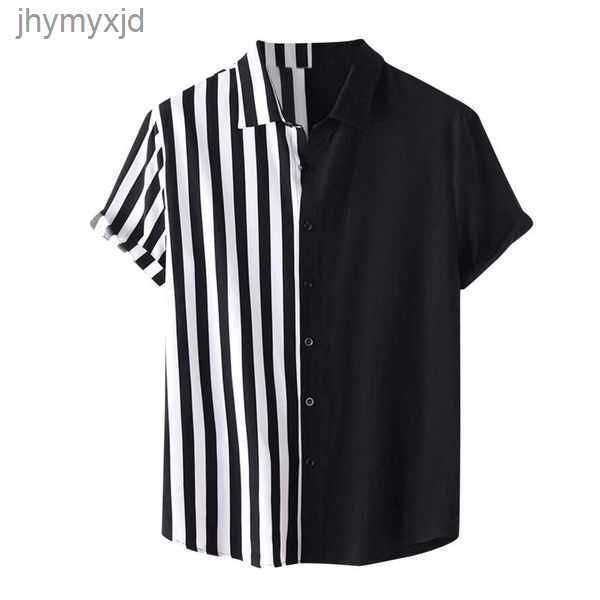 men's casual shirts stripe print splice for men hawaiian 2021 summer short sleeve button turn-down collar beach shirt streetwear 3 1 sl, White;black
men's casual shirts stripe print splice for men hawaiian 2021 summer short sleeve button turn-down collar beach shirt streetwear 3 1 sl, White;black