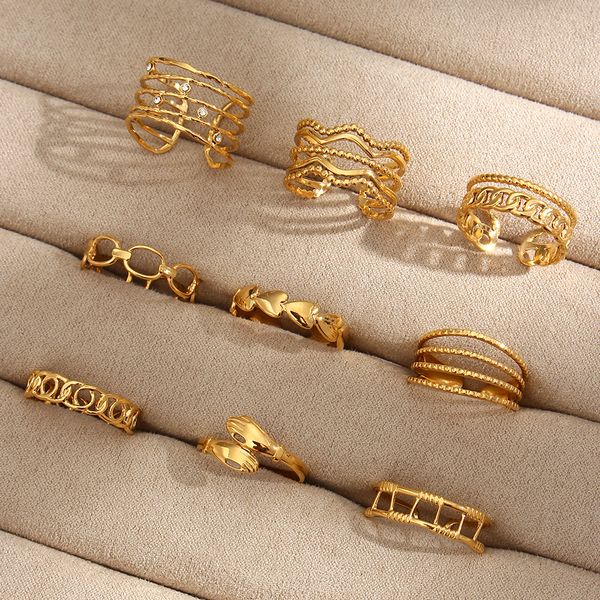 solitaire ring hollow chain wave heart irregular geometric tarnish stainless steel 18k gold plated adjustable rings for women 230424, Golden;silver
solitaire ring hollow chain wave heart irregular geometric tarnish stainless steel 18k gold plated adjustable rings for women 230424, Golden;silver